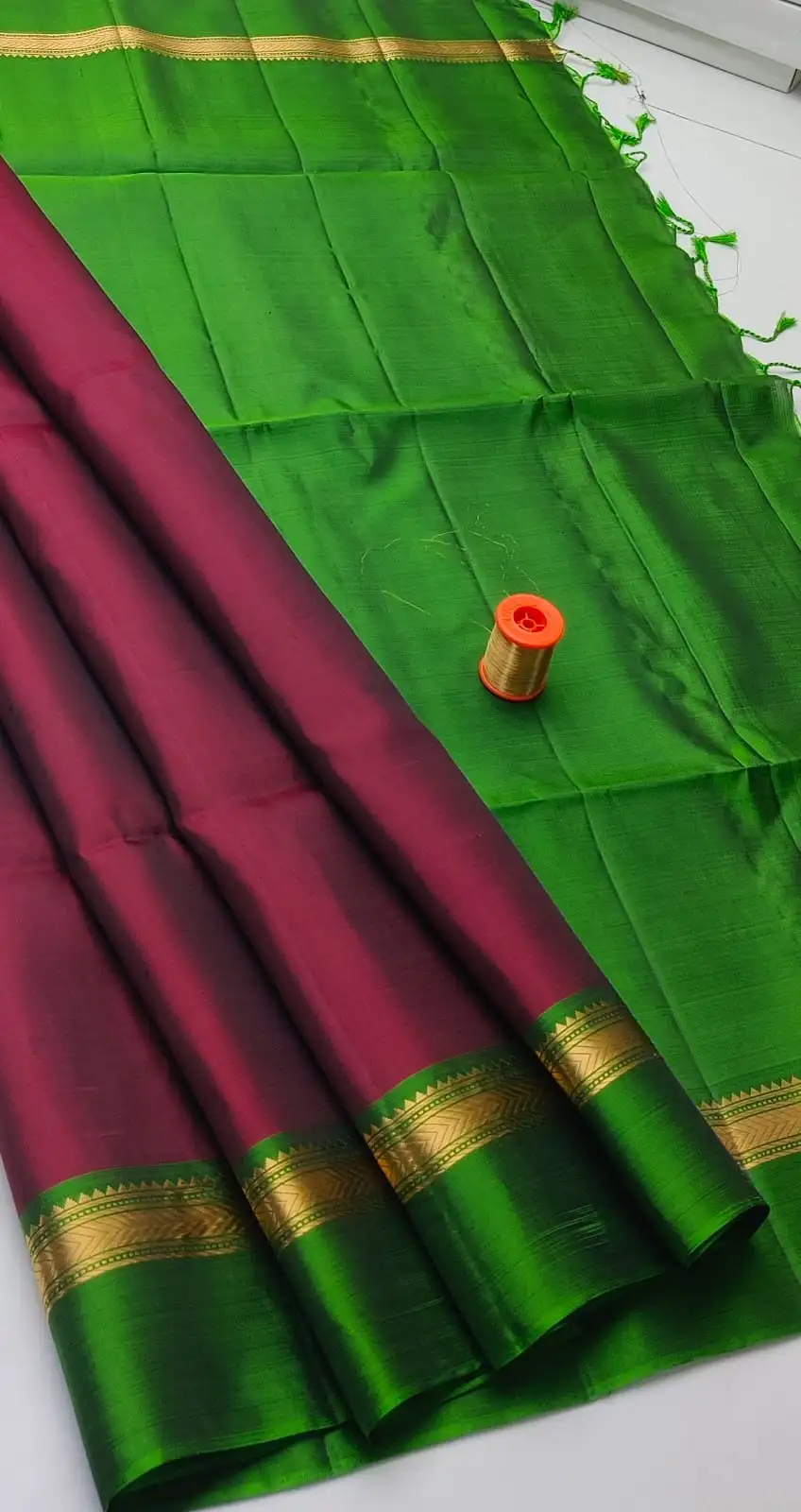 Emerald Contrast Korvai Soft Silk Saree
